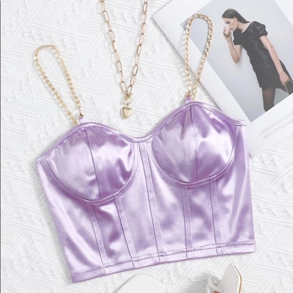 Shein Metallic Lilac Crop Top